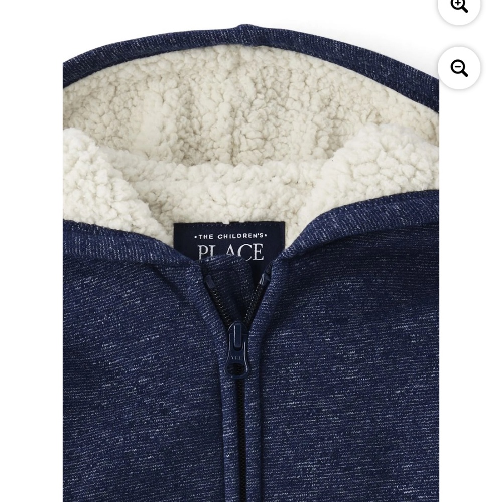 The Children’s Place Toddler Navy Faux Sherpa Zip-Up Hoodie Size 5T NWT - Picture 3 of 5